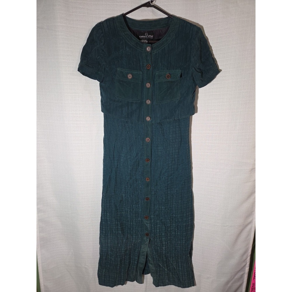 Carole Little Made In USA Vintage Teal Blue Midi Maxi Dress Size Petite 2